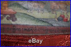 Antique Chinese Hand Painted Scroll-Signed-Religious Warrior On Horse-Buddhist