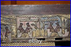 Antique Chinese Wood Carving Wall Plank Carved Religious Elders Temple