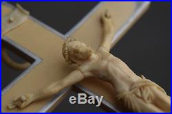Antique Christ hand carved, religious wall cross, crucifix