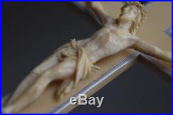Antique Christ hand carved, religious wall cross, crucifix