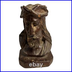 Antique Christian Religious Hand Carved Wood Jesus Statue Antique Christian Religious Hand Carved Wood Jesus Statue