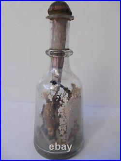 Antique Christianity Religious Monastery Work In Glass Bottle 1873