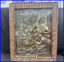 Antique Christmas Icon Panel 16.5 Copper Casting Russia XIX Century Religious