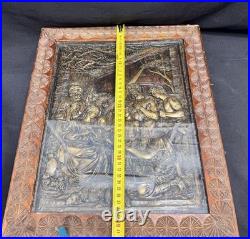 Antique Christmas Icon Panel 16.5 Copper Casting Russia XIX Century Religious
