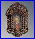 Antique-Church-Religious-Oil-painting-wood-carved-angel-frame-rare-01-ojye