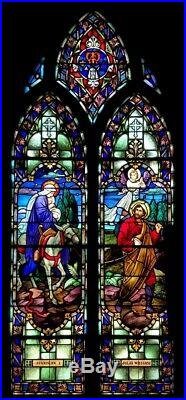 Antique Church Religious Stained Glass Window Mary And Joseph Flee To Egypt