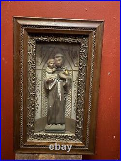 Antique Church Saint Statue Shadow Box Religious