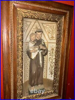 Antique Church Saint Statue Shadow Box Religious