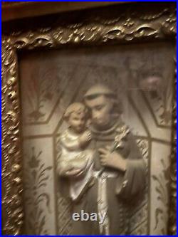 Antique Church Saint Statue Shadow Box Religious