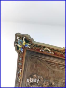 Antique Cloisonné Brass Last Supper Relief Plaque Religious Icon Enamel Art Antique Cloisonné Brass Last Supper Relief Plaque Religious Icon Enamel Art