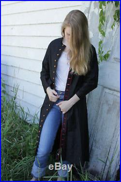Antique Coat French jacket black cotton long religious or riding outfit buttons