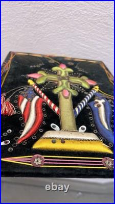 Antique Collection Religious Shrine Crucifix American Flag Embroidered 1920s Antique Collection Religious Shrine Crucifix American Flag Embroidered 1920s