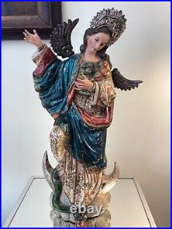 Antique Colonial Santo Virgin of Quito