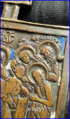 Antique Copper Icon 19th Century 3.3 Russian Religious Collectible Decor Gift Antique Copper Icon 19th Century 3.3 Russian Religious Collectible Decor Gift