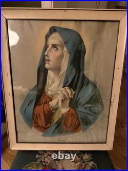 Antique Crosio Mater Dolorosa Framed Print Catholic Religious Mother Of sorrows