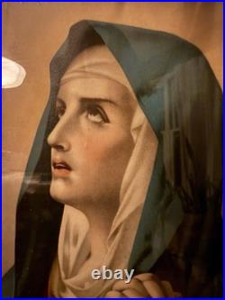 Antique Crosio Mater Dolorosa Framed Print Catholic Religious Mother Of sorrows
