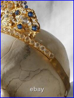 Antique Crown Church Virgin Rhinestone Religious Jewelry Women's Rare Old 19th