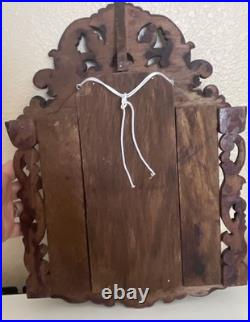 Antique Cuzco Peru Retablo Colonial Archangel Ariel Carved Wood 16.5 x 12 x2