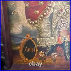 Antique Cuzco Peru Retablo Colonial Archangel Ariel Carved Wood 16.5 x 12 x2