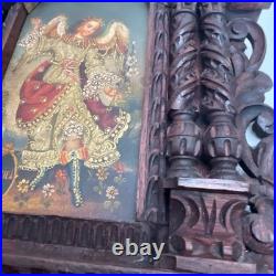 Antique Cuzco Peru Retablo Colonial Archangel Ariel Carved Wood 16.5 x 12 x2