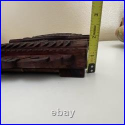 Antique Cuzco Peru Retablo Colonial Archangel Ariel Carved Wood 16.5 x 12 x2