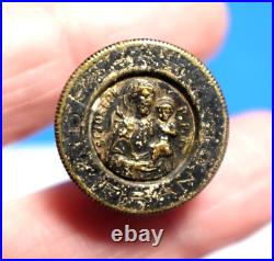 Antique Depose France Religious Seal Reliquary Brass Handmade