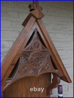 Antique Dutch Frisian wood carved Chapel niche for saint crucifix religious