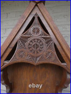 Antique Dutch Frisian wood carved Chapel niche for saint crucifix religious
