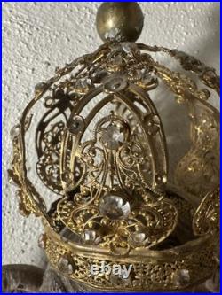 Antique Early Brass Metal Crown Halo For Antique Santos Or Madonna Virgin Statue