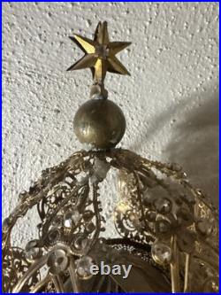Antique Early Brass Metal Crown Halo For Antique Santos Or Madonna Virgin Statue