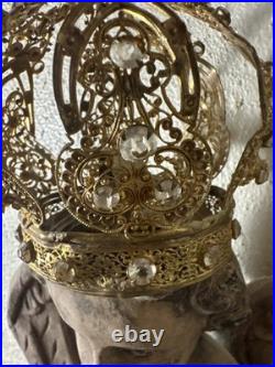 Antique Early Brass Metal Crown Halo For Antique Santos Or Madonna Virgin Statue