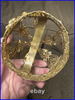 Antique Early Brass Metal Crown Halo For Antique Santos Or Madonna Virgin Statue