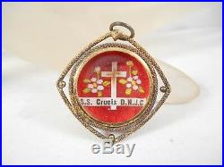 Antique Early S. S. Crucis D. N. J. C First Class Religious Relic Theca Pendant