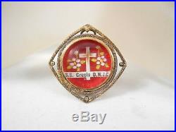 Antique Early S. S. Crucis D. N. J. C First Class Religious Relic Theca Pendant
