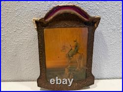 Antique Egyptian Middle East Picture Of Man On Horse Religious Ornate Frame