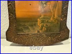 Antique Egyptian Middle East Picture Of Man On Horse Religious Ornate Frame