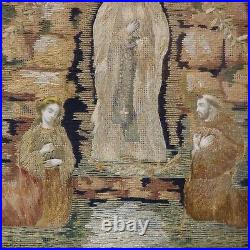 Antique Embroidery Religious Madonna And Saints XVIII Century
