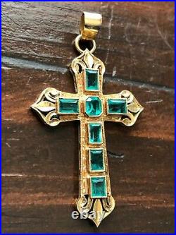 Antique Emerald and 18K Gold Cross 1.5 carat Total Weight