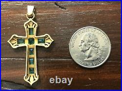 Antique Emerald and 18K Gold Cross 1.5 carat Total Weight