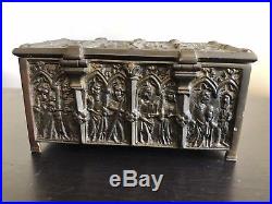 Antique Erhard & Sohne Figural Religious Art Bronze Relief Tobacco Jewelry Box