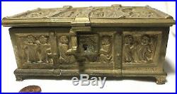 Antique Erhard & Sohne Gothic Bronze Box Germany German Religious Art Repousse