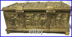 Antique Erhard & Sohne Gothic Bronze Box Germany German Religious Art Repousse