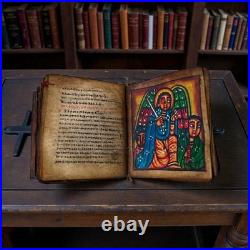 Antique Ethiopian Ge'ez Illuminated Manuscript Bible- Handwritten Parchment, 18c