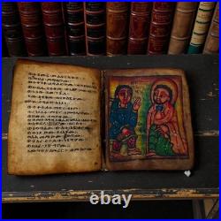 Antique Ethiopian Ge'ez Illuminated Manuscript Bible- Handwritten Parchment, 18c