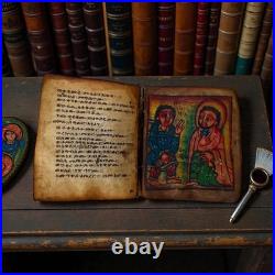 Antique Ethiopian Ge'ez Illuminated Manuscript Bible- Handwritten Parchment, 18c