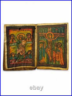 Antique Ethiopian Orthodox Bible Ge'ez Manuscript Hand Painted 5 Pictures