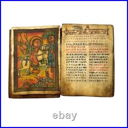 Antique Ethiopian Orthodox Bible Ge'ez Manuscript Hand Painted 5 Pictures