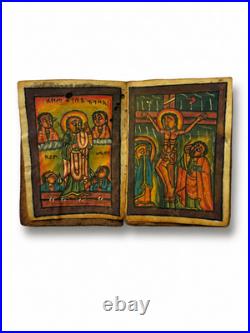 Antique Ethiopian Orthodox Bible Ge'ez Manuscript Hand Painted 5 Pictures