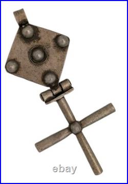Antique Ethiopian Orthodox Christian Cross Pendant Religious Jewelry Silver