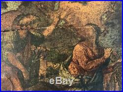 Antique European Oil Painting On Wood Panel Religious Scene, Circa 1800